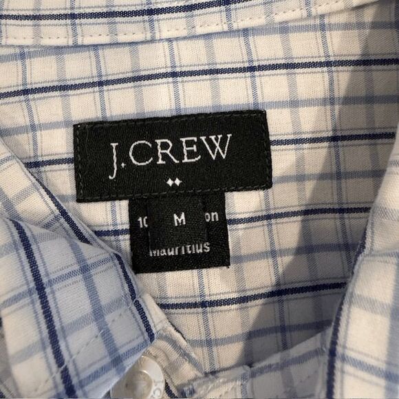 J. Crew Button Down Shirt Blue White Windowpane Plaid Preppy Size Medium - Picture 5 of 10